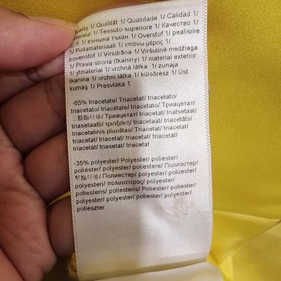 Escada Blouse Top Women Small Yellow Satin Feel Half Flutter Sleeve Casual Party - Picture 10 of 12